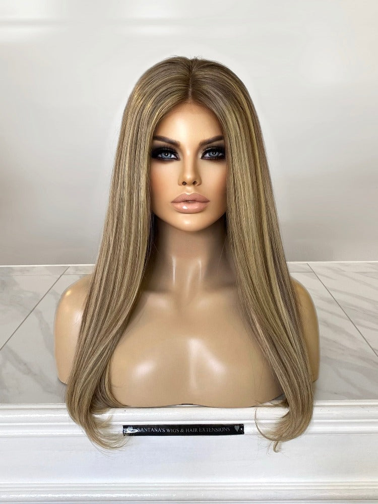 Monofilament human hair 2024 wigs with bangs