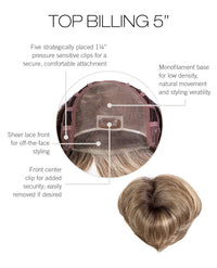 Top Billing 5" | Synthetic Lace Front Hair Topper (Monofilament Top) - Raquel Welch
