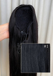Straight 16" | Human Hair Drawstring Ponytail