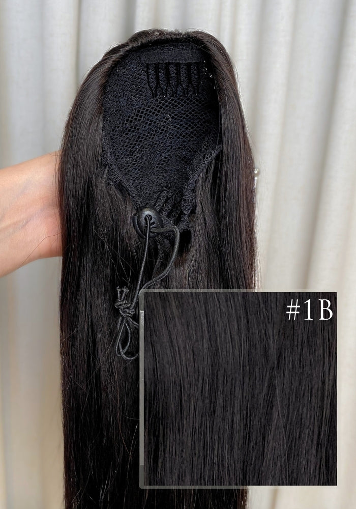 Straight 16" | Human Hair Drawstring Ponytail