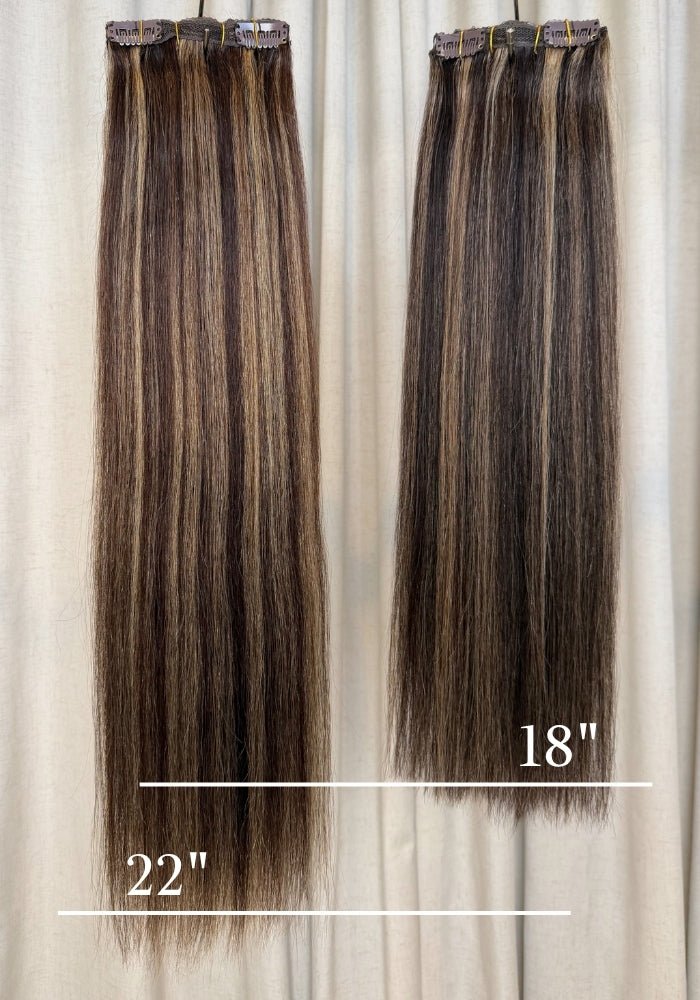 Classic Clip-In Human Hair Extensions 18" - Santana's Wigs & Hair Extensions, LLC - 4 Medium Brown
