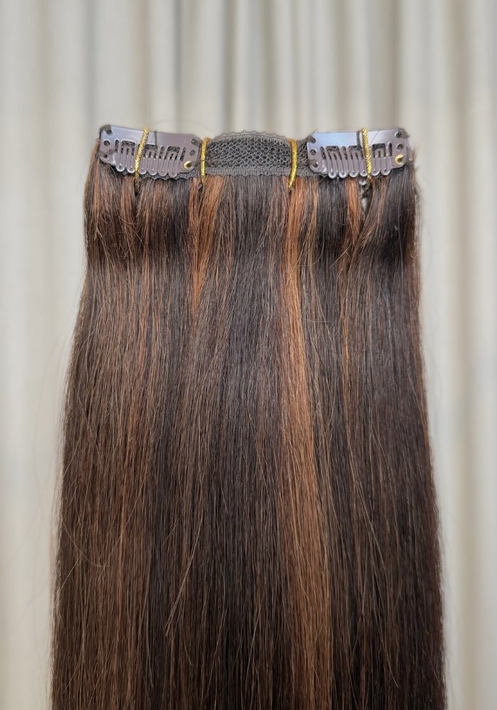Classic Clip-In Human Hair Extensions 18" - Santana's Wigs & Hair Extensions, LLC - 4 Medium Brown