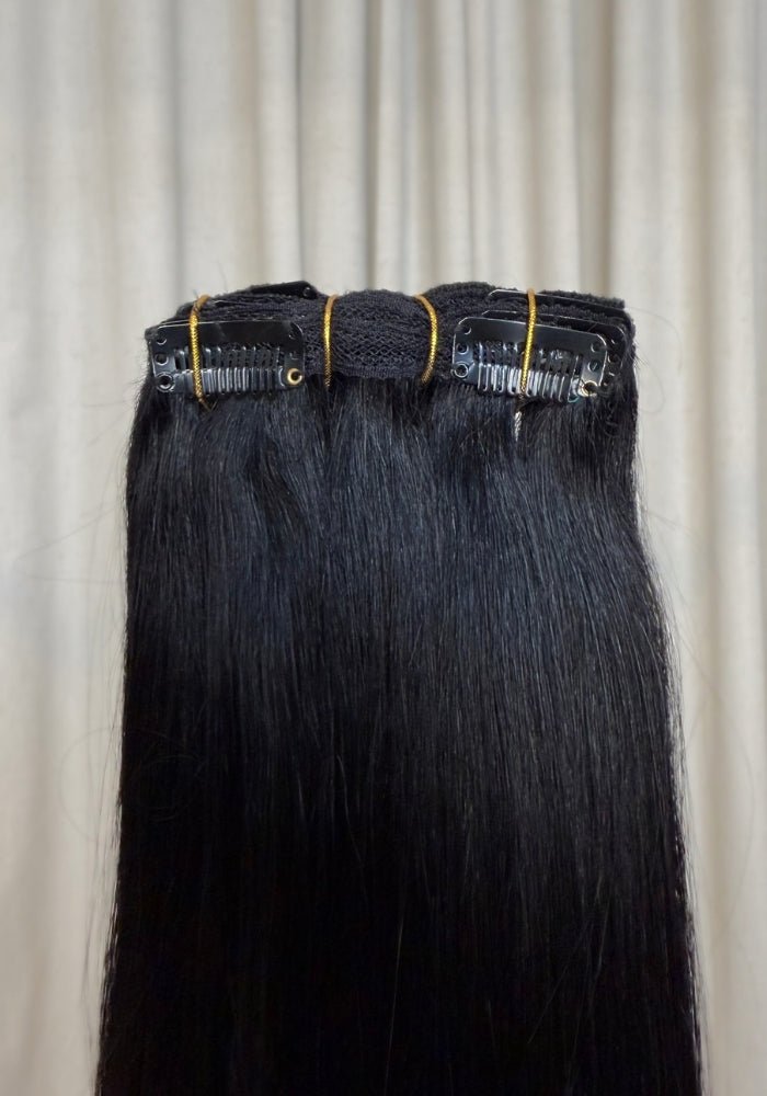 Classic Clip-In Human Hair Extensions 18" - Santana's Wigs & Hair Extensions, LLC - 1 Black