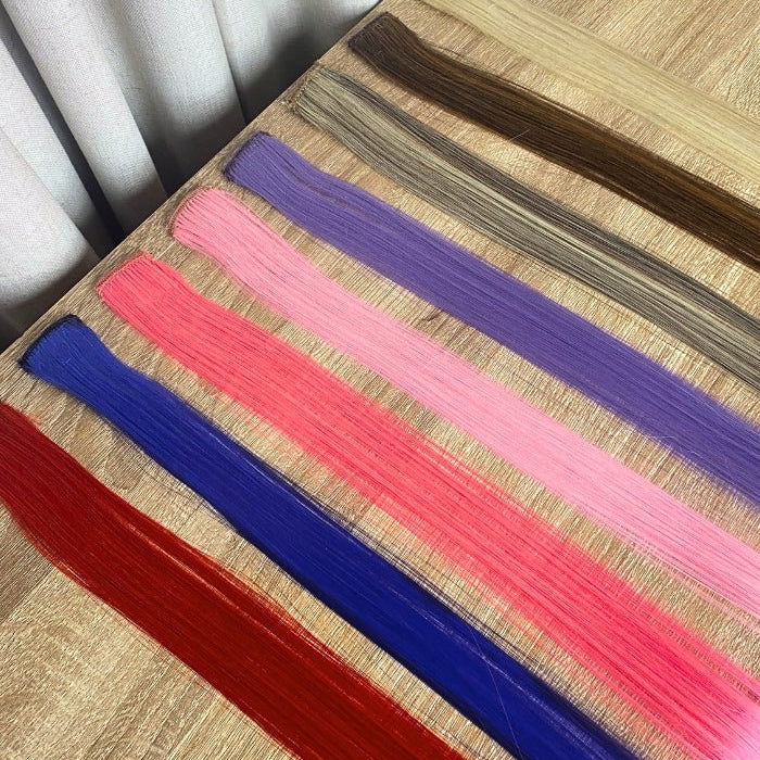 Colorful 2pc Clip - In Highlights 20" | Heat Friendly Synthetic Fiber - Santana's Wigs & Hair Extensions, LLC - Bubble Gum