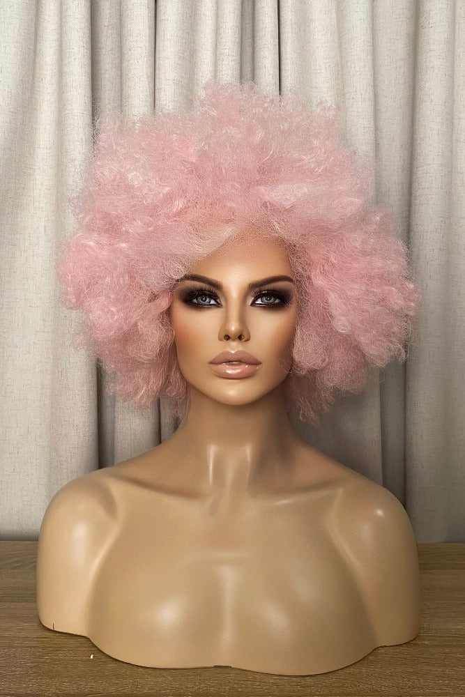 Medium Afro Synthetic Wig | Pink