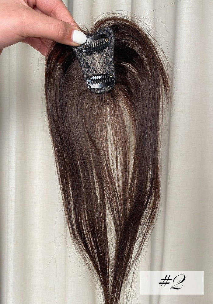 Mini Clip In Top Piece | 100% Human Hair - Santana's Wigs & Hair Extensions, LLC - Brown 2