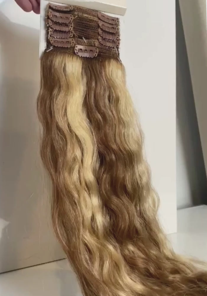 100% Remy Clip-In Water Wave Human Hair Extensions 22"