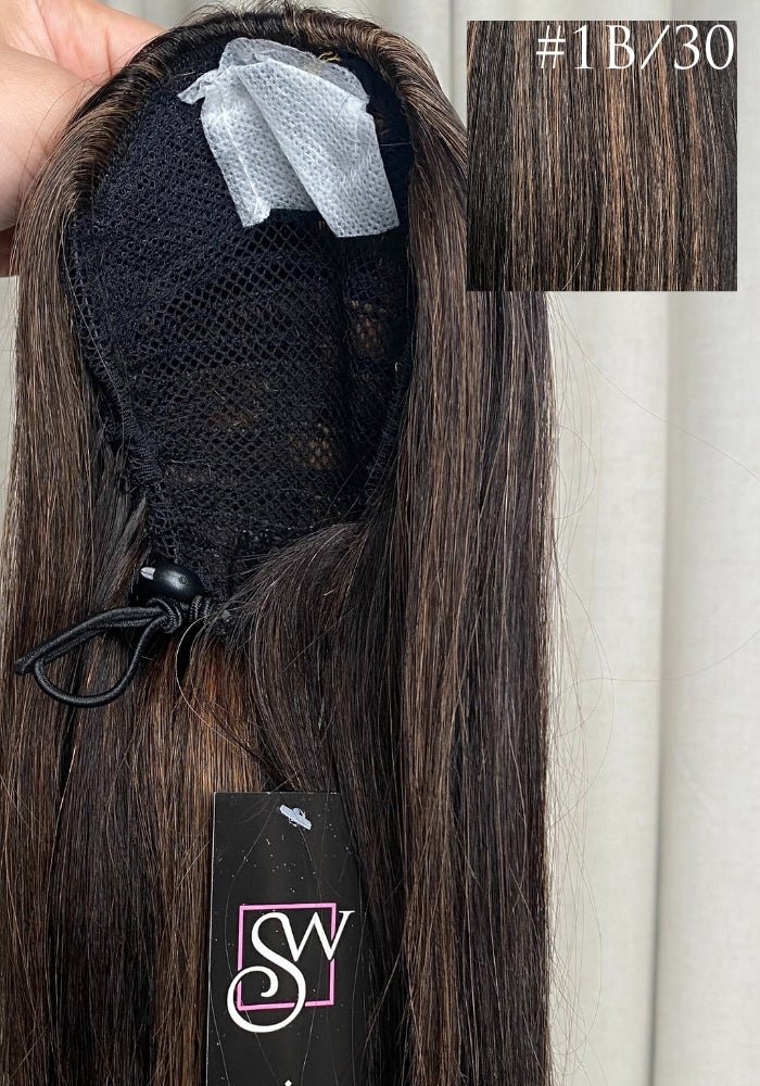 Straight 14" | Human Hair Drawstring Ponytail - Santana's Wigs & Hair Extensions, LLC - 4/30