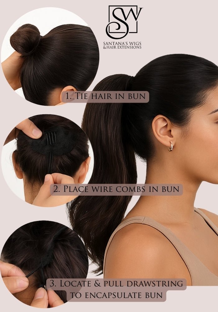 Straight 16" | Human Hair Drawstring Ponytail - Santana's Wigs & Hair Extensions, LLC - 2