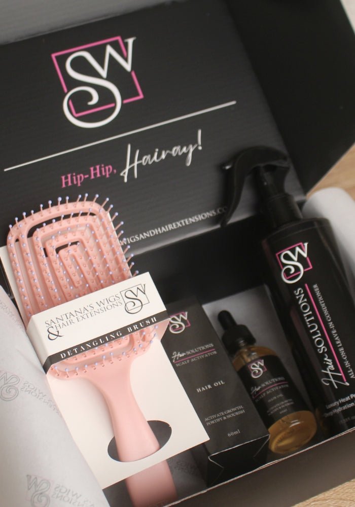 SW Hair Solutions | Hair Growth & Heat Protectant Set – Biotin Oil, Leave - In Conditioner & Detangling Brush - Santana's Wigs & Hair Extensions, LLC - 