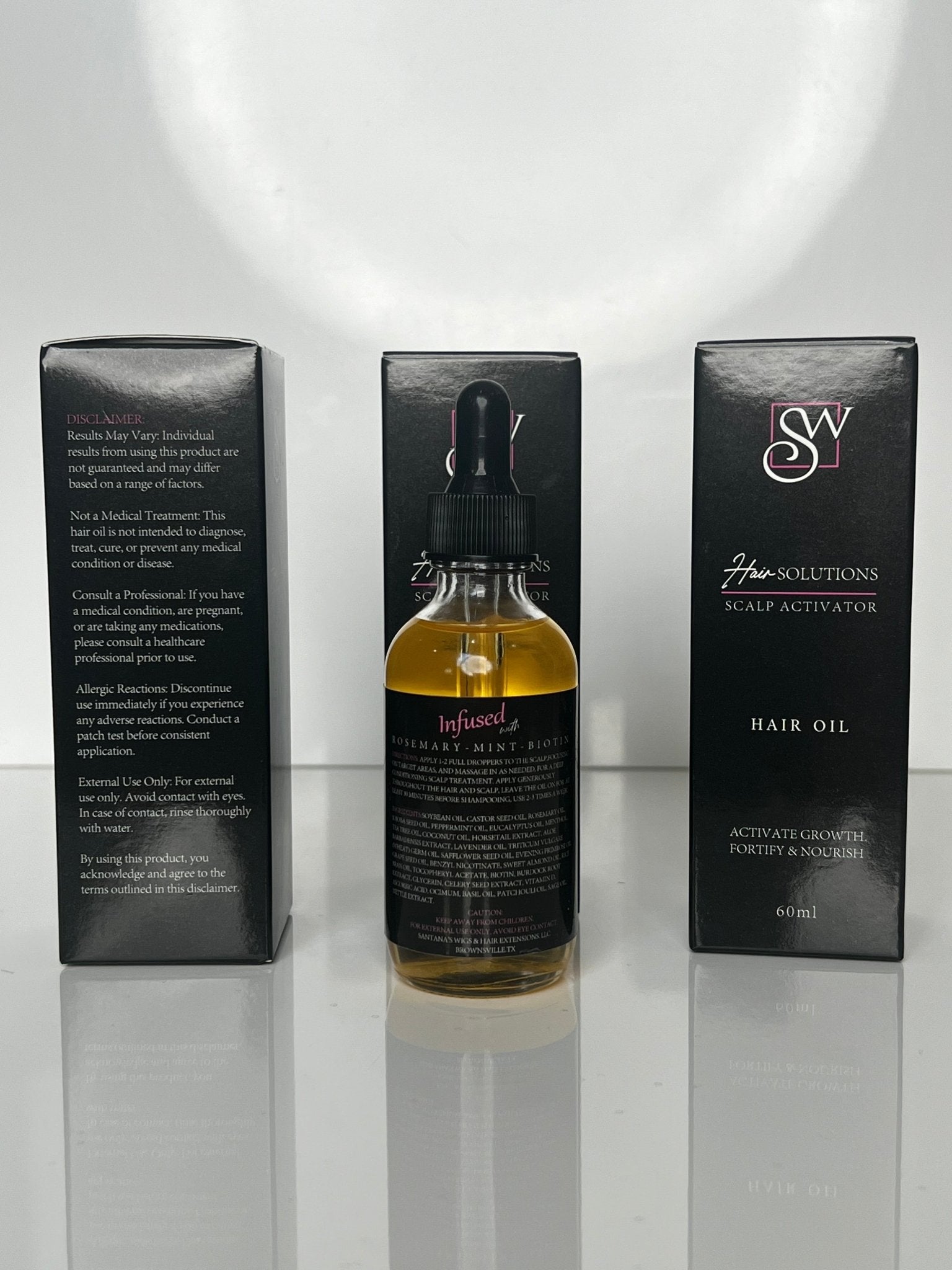 SW Hair Solutions Rosemary Mint Biotin Hair Growth & Scalp Activator Oil – 3 - Month Supply - Santana's Wigs & Hair Extensions, LLC - 