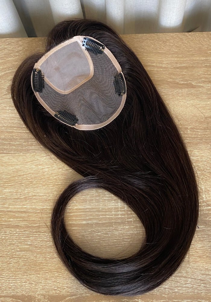 Top Elite Topper 18" | 100% Human Hair | Mono - Top - Santana's Wigs & Hair Extensions, LLC - 2 Dark Brown