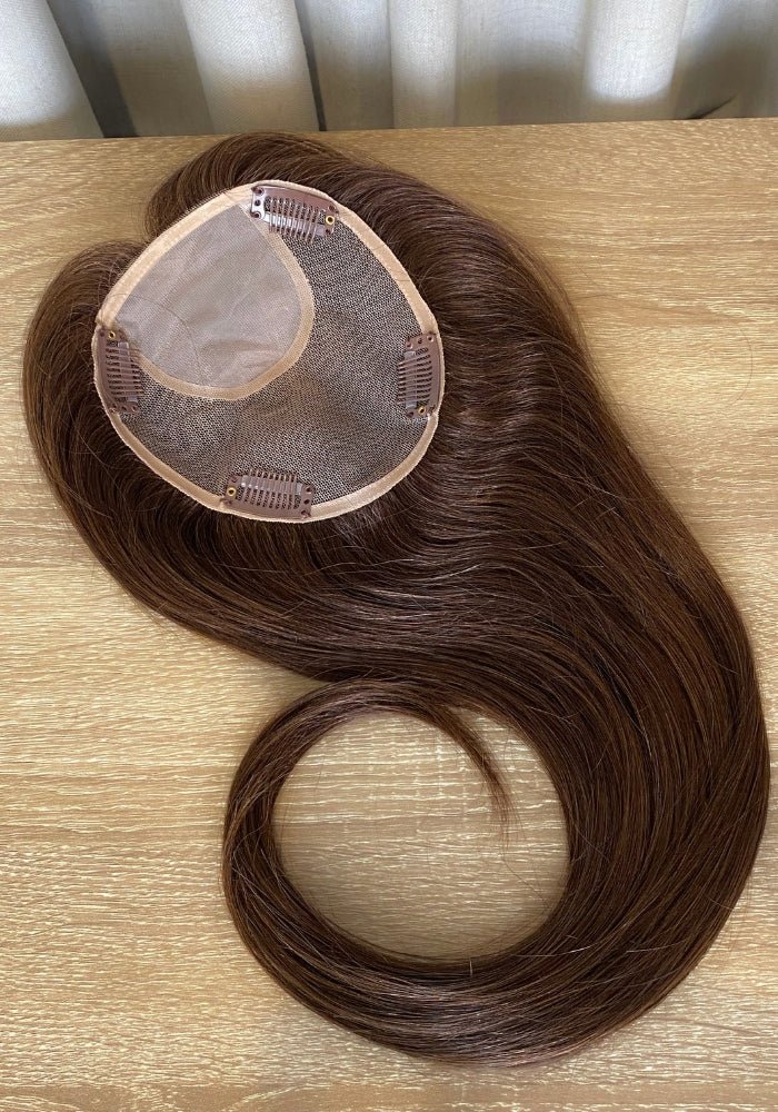 Top Elite Topper 18" | 100% Human Hair | Mono - Top - Santana's Wigs & Hair Extensions, LLC - 4 Medium Brown