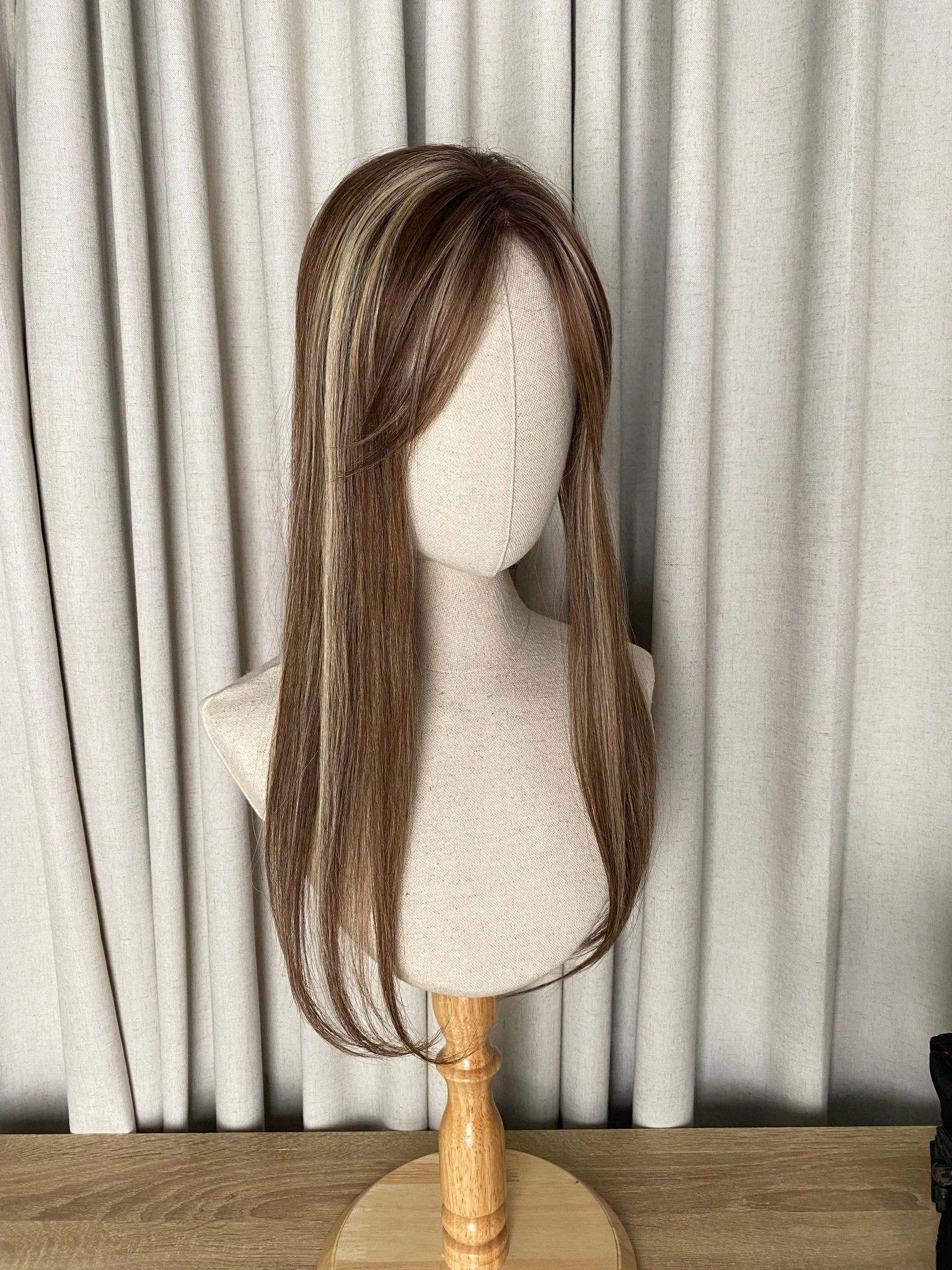 Top Elite Topper 18" | 100% Human Hair | Mono - Top - Santana's Wigs & Hair Extensions, LLC - R4/27 Rooted Highlighted Brown & Beige