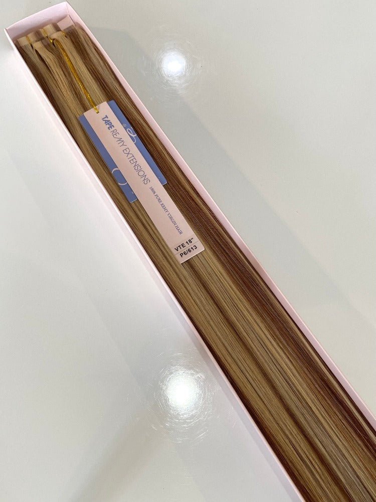 Veloce | Remy Human Hair Tape In Extensions 22" - Santana's Wigs & Hair Extensions, LLC - P6/613