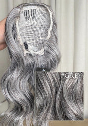 Wavy 14" | Human Hair Drawstring Ponytail - Santana's Wigs & Hair Extensions, LLC - Grey