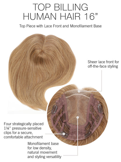 Top Billing 16”| Human Hair Lace Front Topper (Monofilament Top) - Raquel Welch